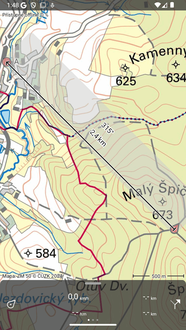 Pravítko mapy Topo GPS