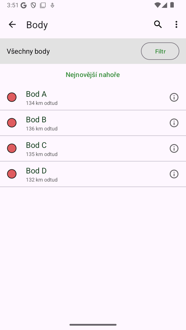 Načítání traťových bodů Topo GPS