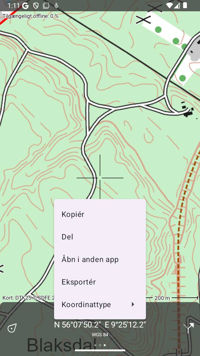 Koordinatpanel pop-up Topo GPS