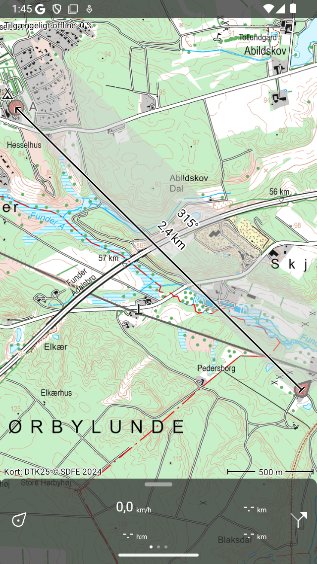 Kort lineal Topo GPS