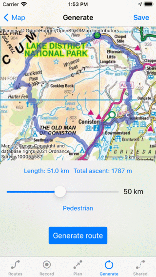 Routenerzeugung Topo GPS