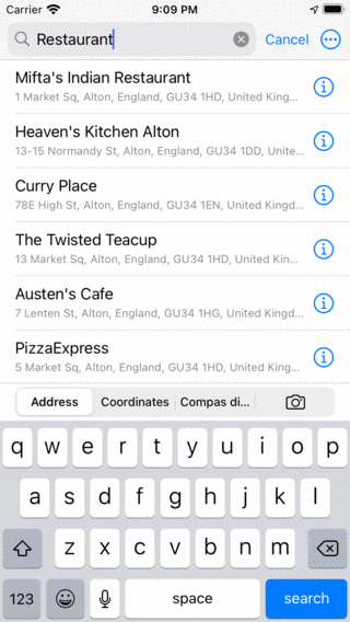 Suche nach Adresse Topo GPS