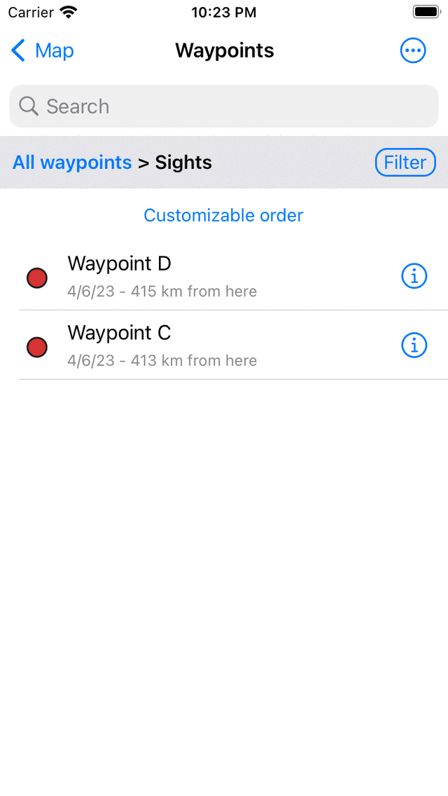 Ein geöffneter Ordner Topo GPS