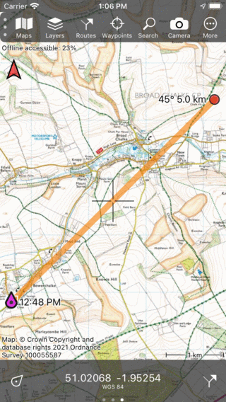 Είσοδος κατεύθυνση πυξίδας Topo GPS