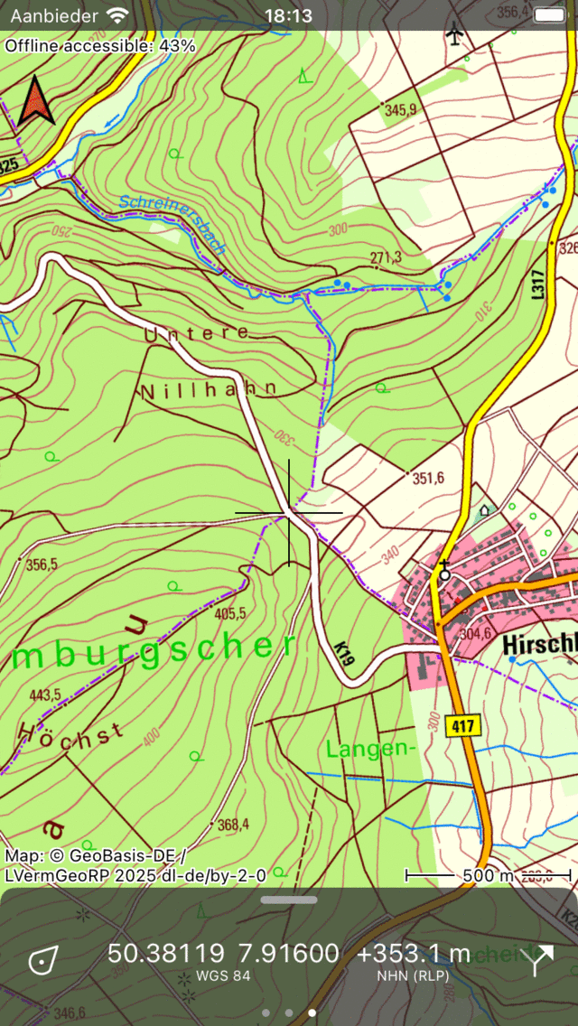 Showing terrain height Topo GPS