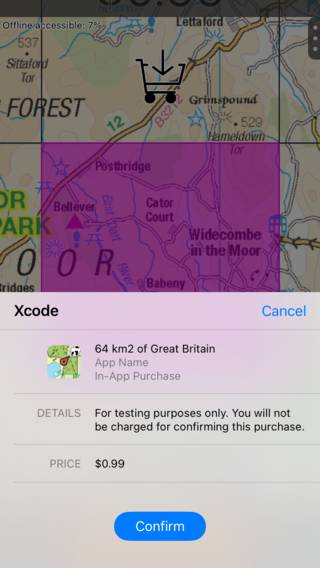 AppStore pop-up confirming purchase Topo GPS