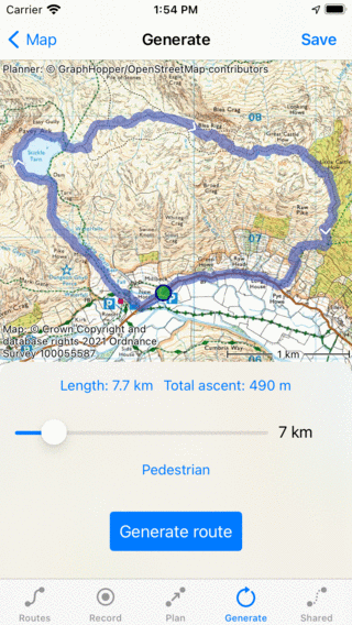 Route generation Topo GPS