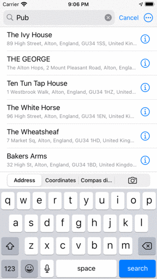 Searching address Topo GPS