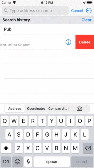 Searching address Topo GPS