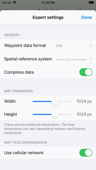 Export popup Topo GPS