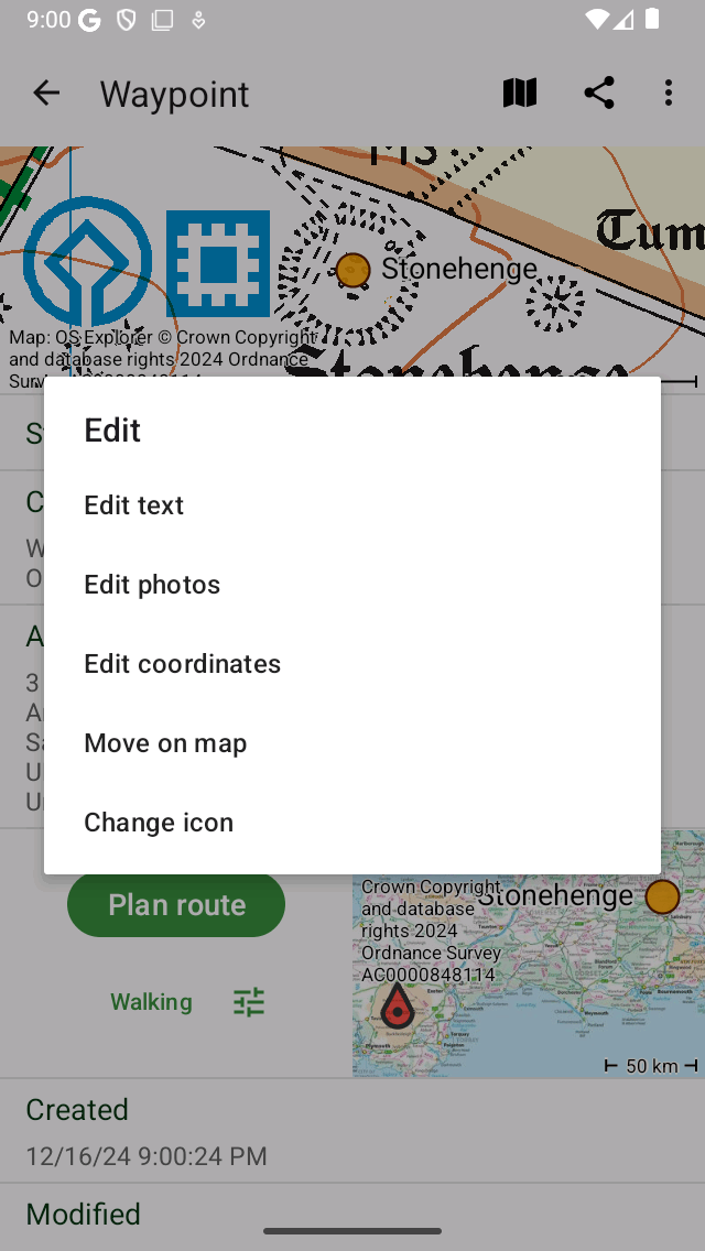 Edición de puntos de referencia Topo GPS