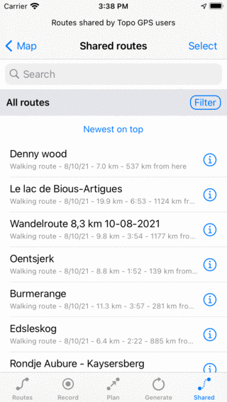 Marsruudi jagamine Topo GPS-iga