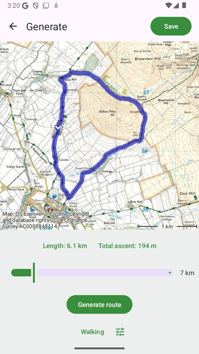 Topo GPS de génération d'itinéraires