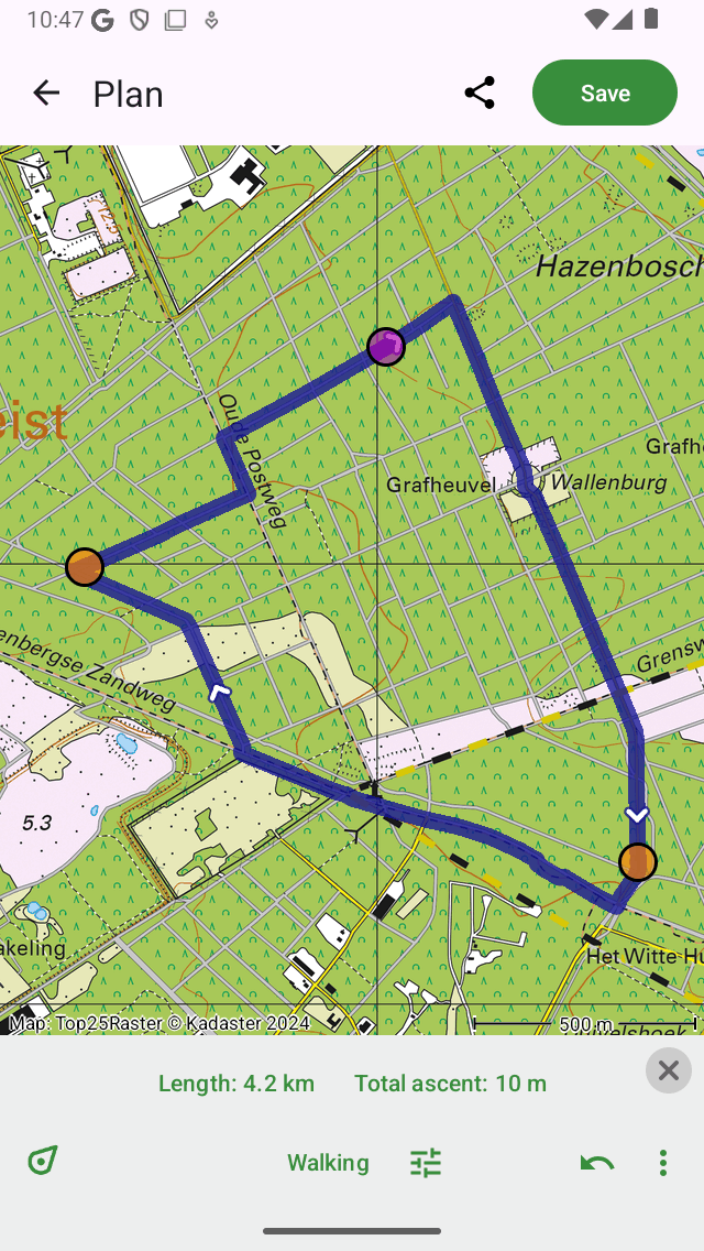 Planificateur d'itinéraire Topo GPS ajoute des points d'itinéraire.