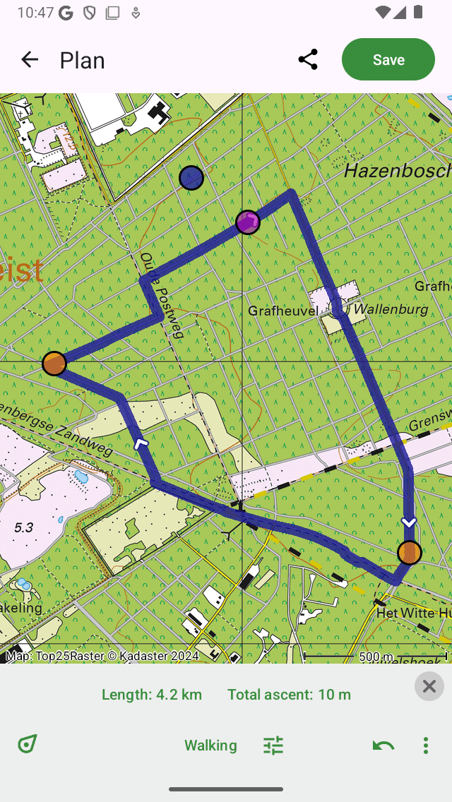 Plan d'itinéraire Topo GPS déplacer le point d'itinéraire. »