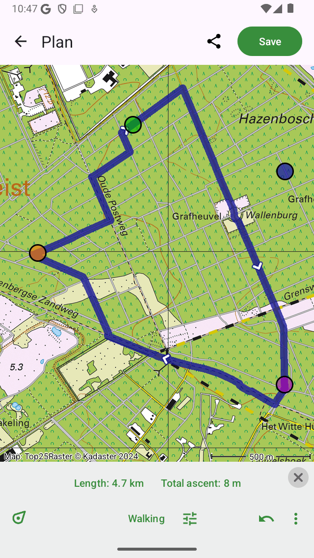 Planificateur d'itinéraire Topo GPS routepunt invoegen.