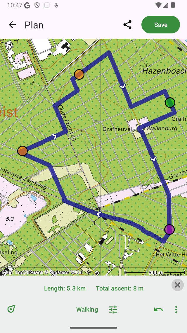 Planificateur d'itinéraire Topo GPS routepunt to evoegen.