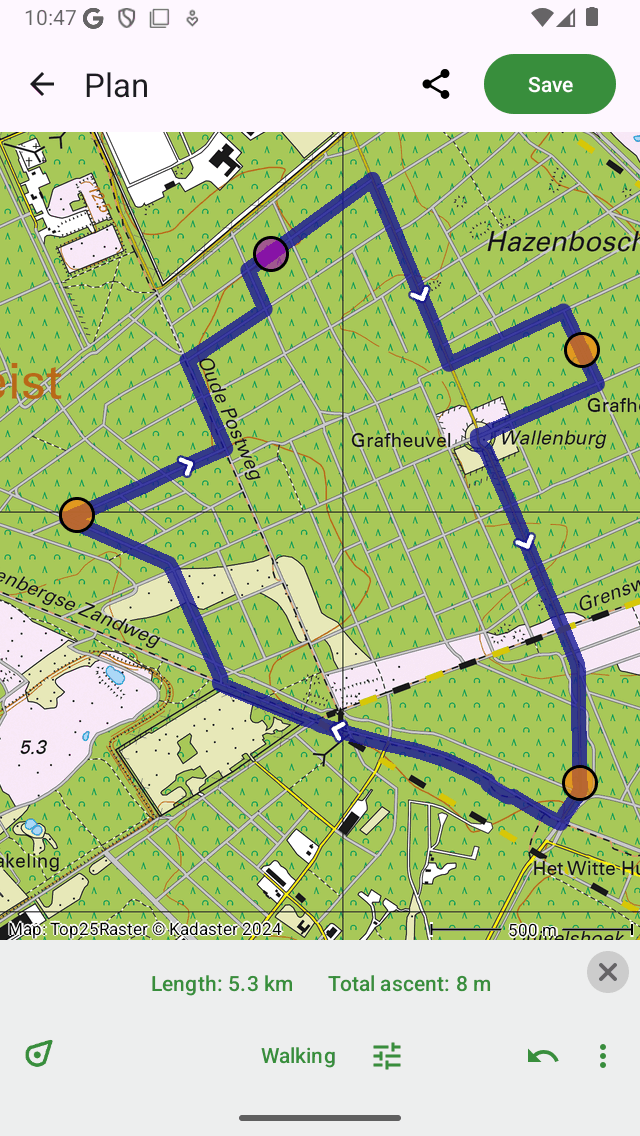 Planificateur d'itinéraire Topo GPS routepunt to evoegen.