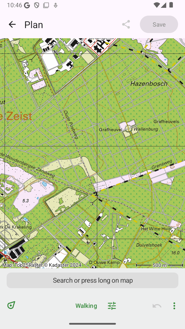 Écran de plan d'itinéraire Topo GPS