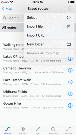 Sélection des itinéraires Topo GPS