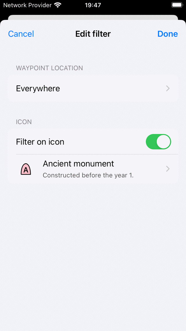 Recherche par point de cheminement Topo GPS