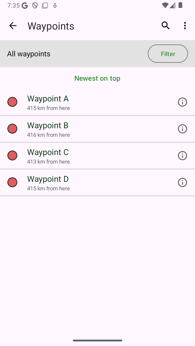 Chargement des points de cheminement Topo GPS