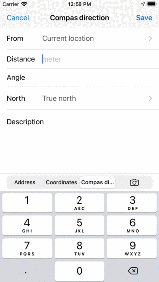 Inserire la direzione della bussola Topo GPS