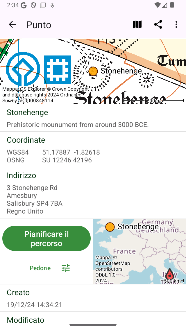 Modifica dei waypoint Topo GPS