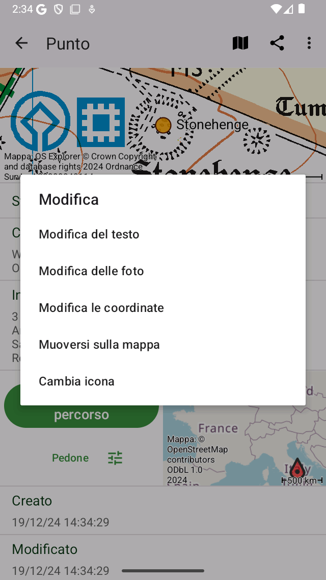 Modifica dei waypoint Topo GPS