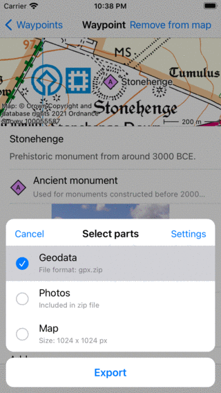 Esportazione popup Topo GPS