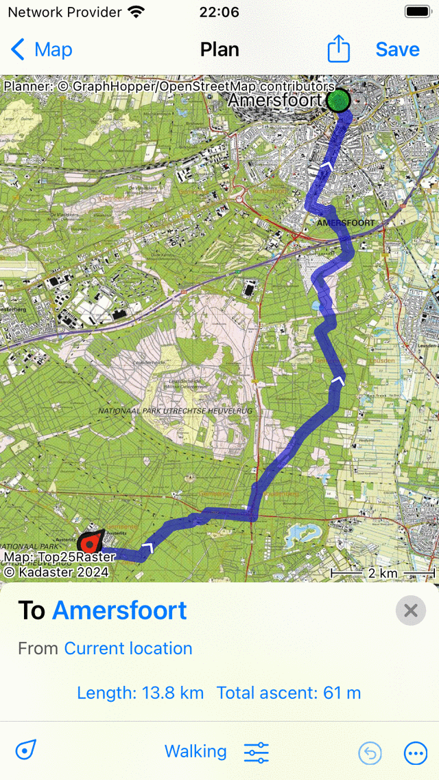 場所へのルートを計画するトポ GPS