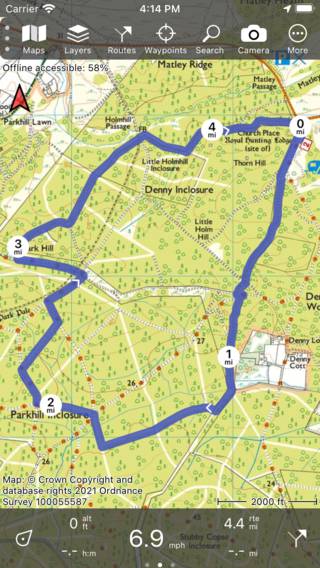 メイン画面のインペリアルユニットトポ GPS