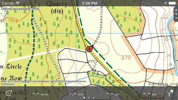 Schermoriëntatie landschap Topo GPS