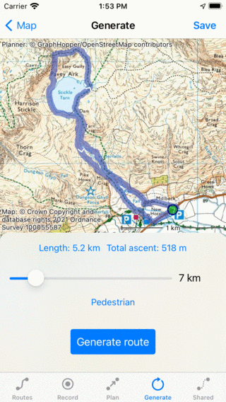 Routegeneratie Topo GPS