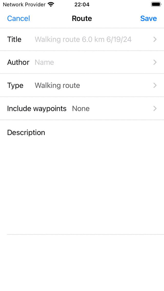 Scherm routeplan Topo GPS
