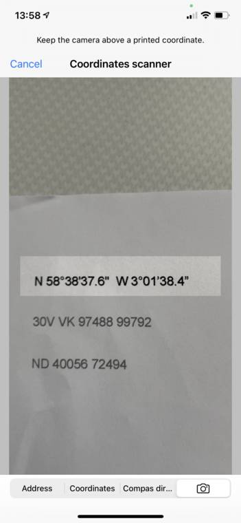 Coördinaten scannen Topo GPS