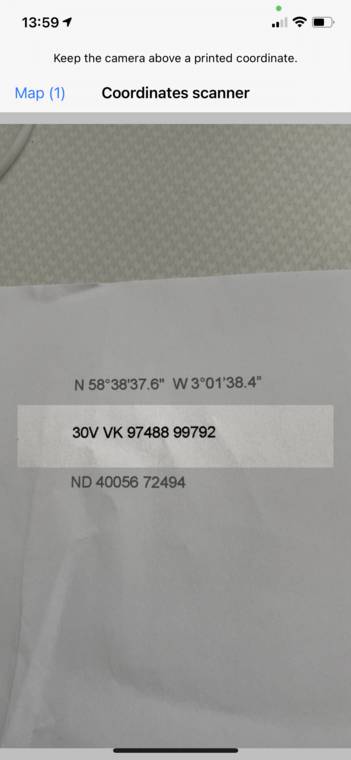 Coördinaten scannen Topo GPS