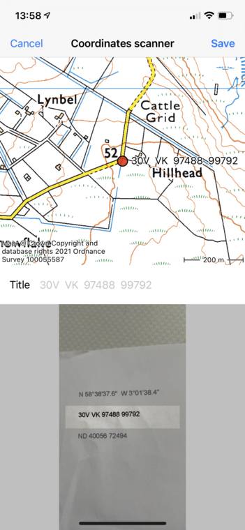 Coördinaten scannen Topo GPS