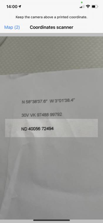 Coördinaten scannen Topo GPS