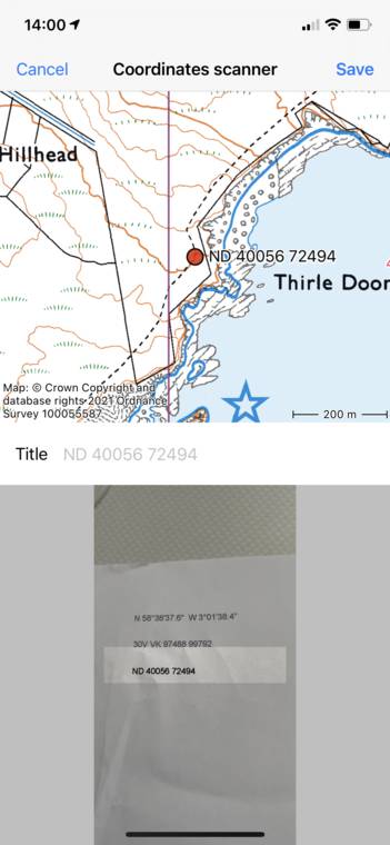 Coördinaten scannen Topo GPS