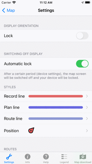 Tela de configurações Topo GPS