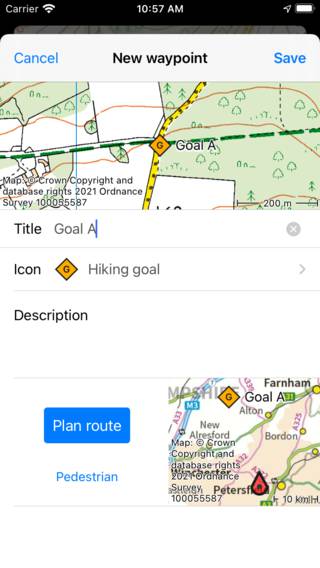 Tela de ícones de waypoint Topo GPS