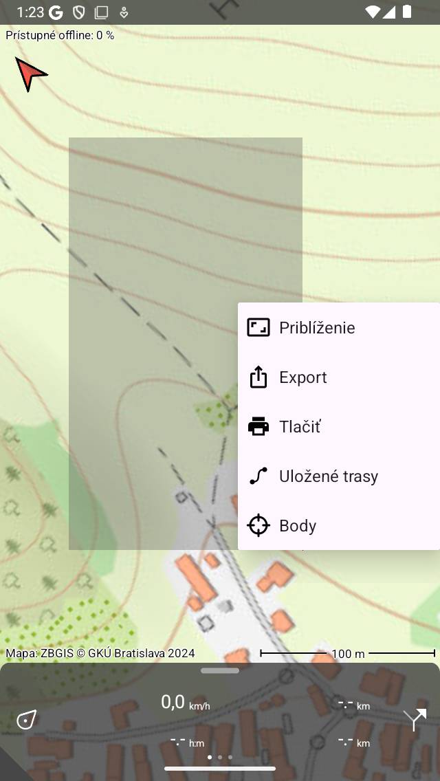 Vybraná mapa Topo GPS