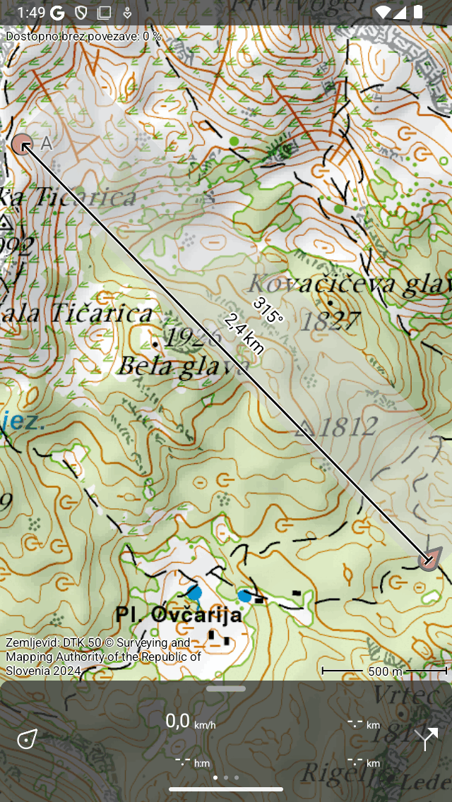 Zemljevid ravnala Topo GPS
