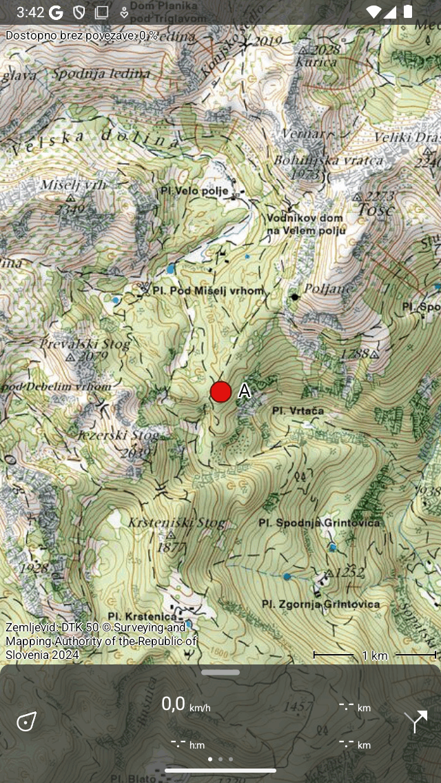 Točna točka je dodana na zemljevid Topo GPS