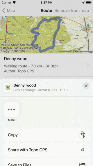 Dela en rutt med Topo GPS