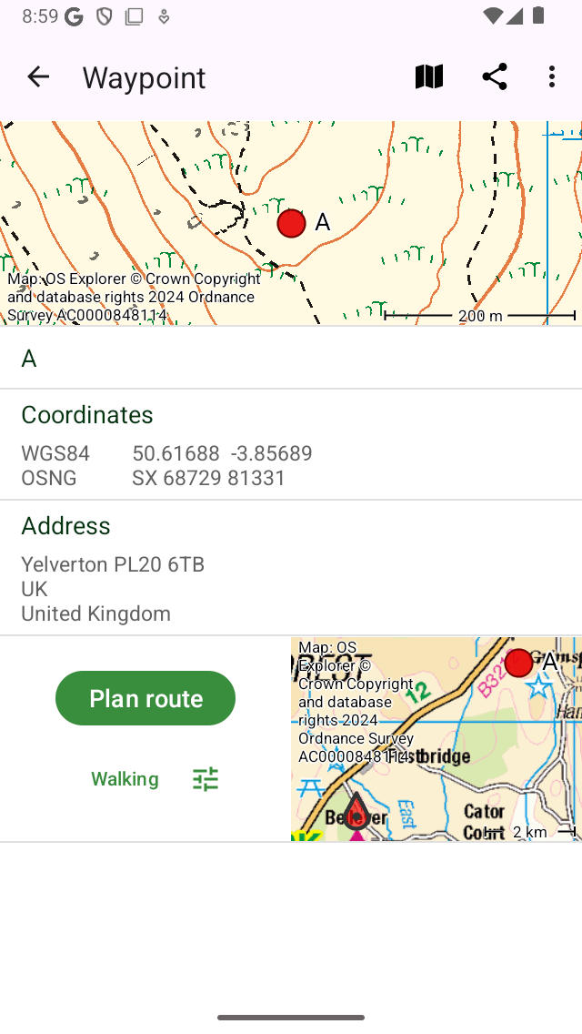 Waypoints detaljer Topo GPS