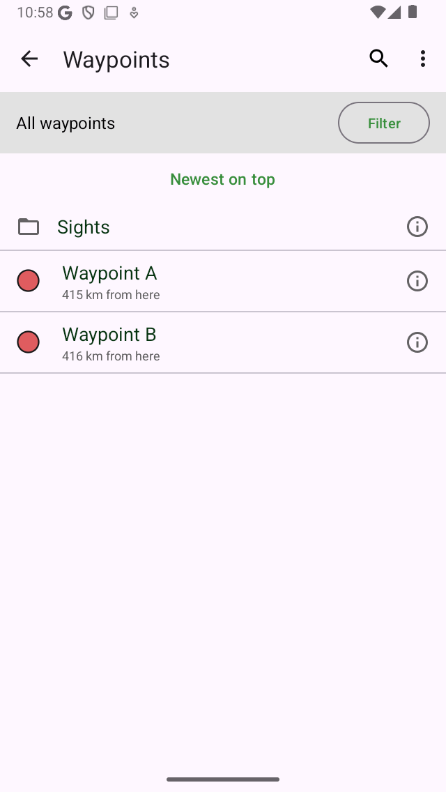 En öppnad mapp Topo GPS