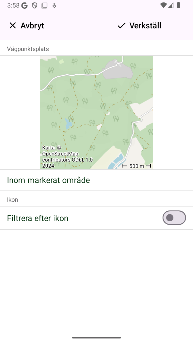 Waypoint-sökning Topo GPS