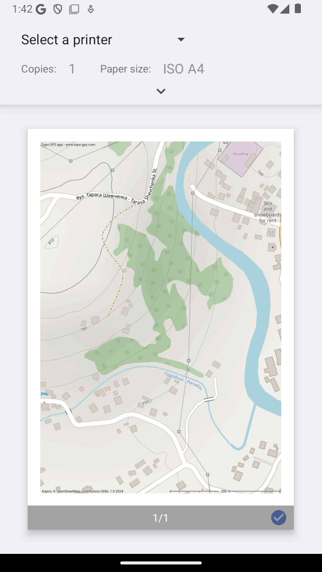 Друк спливаючого Topo GPS